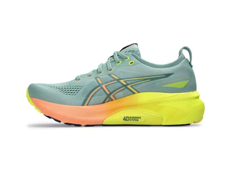 asics kayano 31 paris mens d light celadon safety yellow 750 02