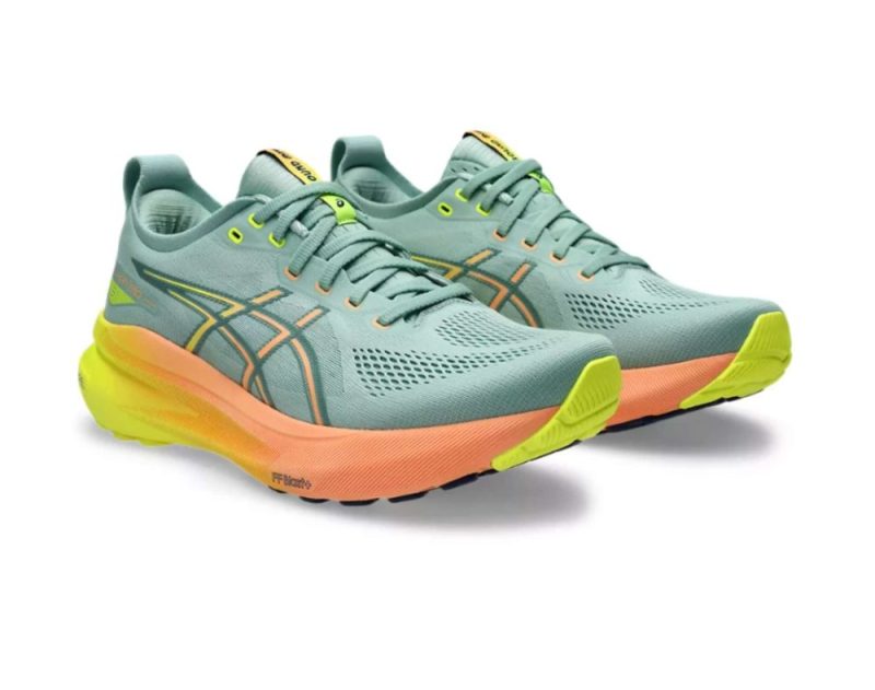 asics kayano 31 paris mens d light celadon safety yellow 750 06