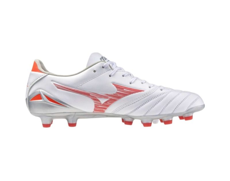 mizuno morelia neo 4 pro fg mens football boots white radiant red hot coral 01